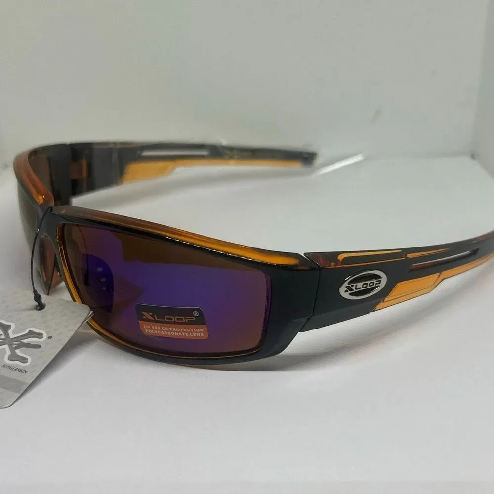 X-Loop Mirrored Wraparound Sport Sunglasses UV400 Protection Durable Streetwear